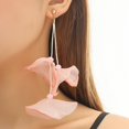 thumbnail image 4 of Pendientes largos con borlas de flores exageradas Pendientes personalizados Pendientes largos de tela Pendientes elegantes con flores, 4 of 5