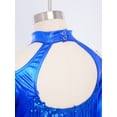 thumbnail image 6 of Haitryli Kids Girls Long Sleeve Sequins Ballet Jazz Hip Hop  Dance Crop Top Tassel Finger Holes Gymnastics Tee Shirt Blouse Royal Blue 8, 6 of 7
