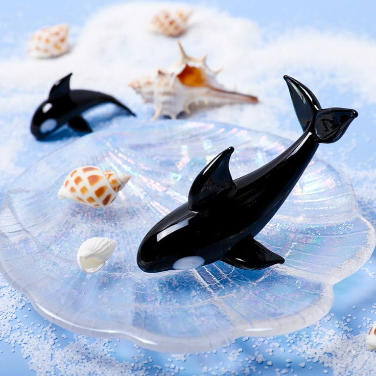 Drinking Cup With Handmade Orca Whale Figurine, Glass Handmade