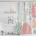 thumbnail image 4 of Red Sage Green Coastal Waterproof Fabric Shower Curtain,Summer Beach Coral Shell Starfish Waterproof Fabric Shower Curtain for Bathroom Curtains Bathtubs Shower Curtains with 12 Hooks Small 36x78in, 4 of 8