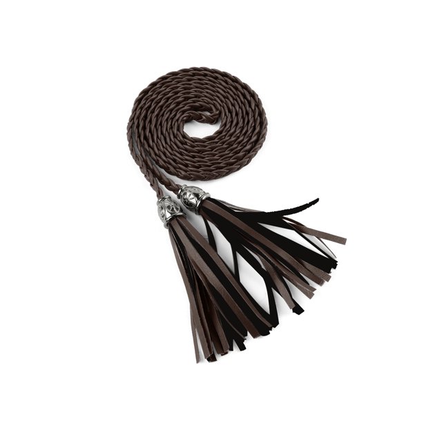 INSPIRE CHIC Ceintures Fines Tressées à Franges pour Femmes Café 132 cm/52 Pouces