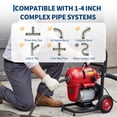 thumbnail image 5 of 1.2" x 120 FT Electric Drain Cleaner Machine – 1100W, 1700 RPM Pipe Auger & Sewer Snake – Commercial & Residential Main Line Clog Remover – 6 Cutters & Gloves – Red, 5 of 7