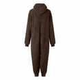 thumbnail image 4 of AUNVITO Women's Fleece Hooded Front Zipper Long Sleeve Jumpsuit Cozy and Comfortable Loungewear Style, 4 of 6