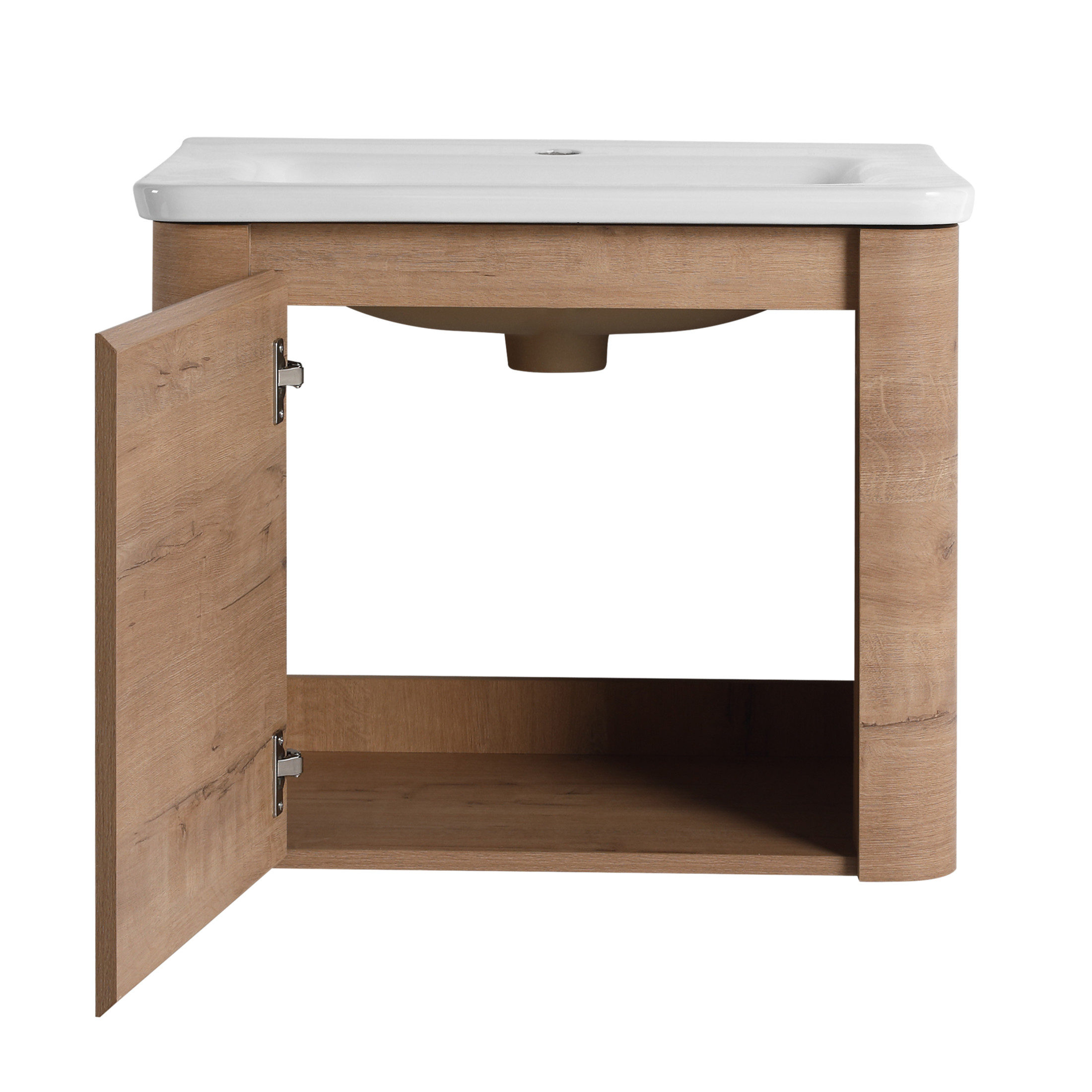 Noble House 24" Floating Bathroom Vanity with Ceramic Sink, Plywood Soft-Close Door, Rounded Edges, Imitative Oak