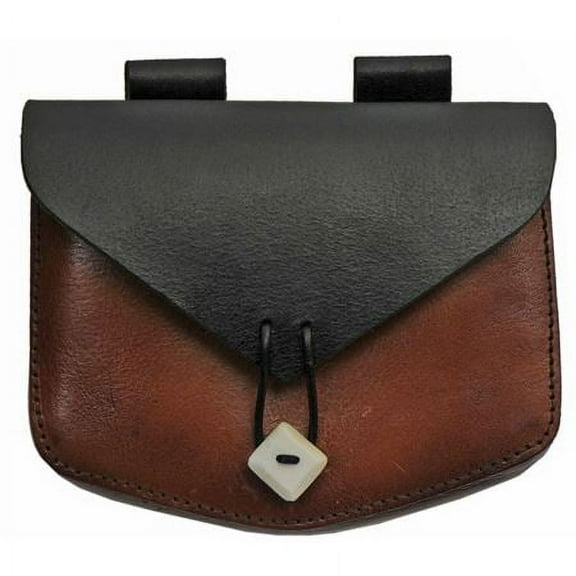 SZCO Supplies Medieval Leather Belt Bag with Bone Button Closure