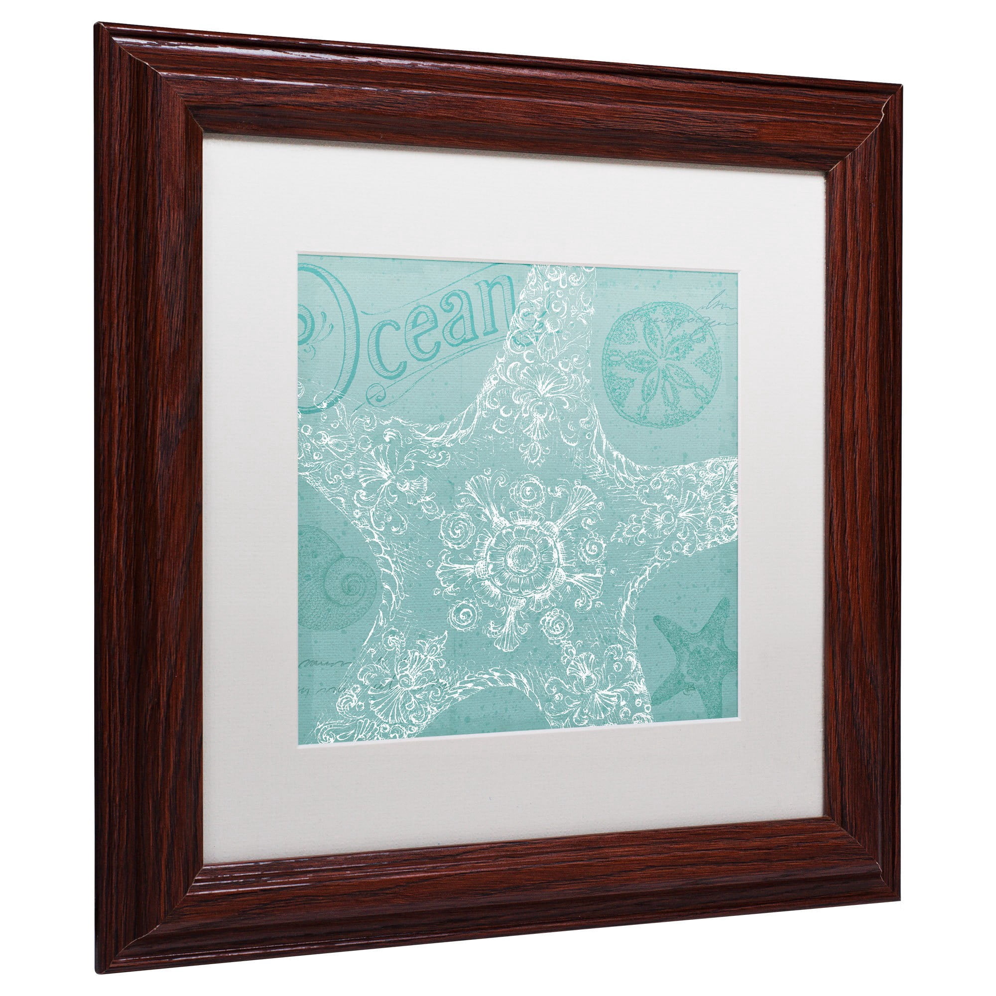 Trademark Fine Art "Aqua Treasure I" Canvas Art by Daphne Brissonnet, White Matte, Wood Frame
