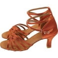 thumbnail image 2 of Viveous High Heel Shoes Elegant Satin Latin Dance Shoes Knot Strap Heels for Lady Female Ballroom Size 39 ( Golden ), 2 of 10
