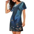 thumbnail image 2 of Rocae Underwater Dolphin for Nightgowns for Women Sleep Shirts Short Sleeve Nightshirt Pullover Nightdress, 2 of 6