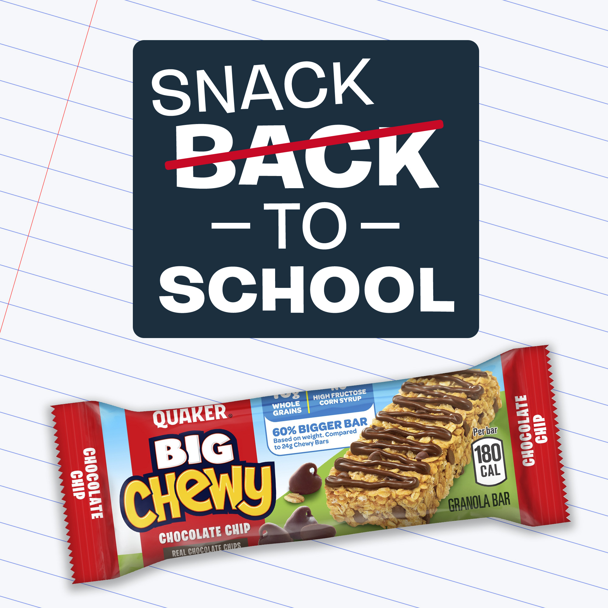 Quaker Big Chewy Granola Bars 60 Larger Chocolate Chip 14 Pack Walmart Com Walmart Com