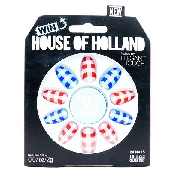 House of Holland Nailed by Elegant Touch  Picnic Pincers Summer Loving: 24 nails, nail glue .07 Oz., nail file