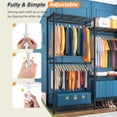 thumbnail image 5 of EnHomee Wire Garment Rack,Adjustable Metal Closet Organizer,Heavy Duty Clothes Rack with 4 Rods & 7 Storage Shelves,77"H x 69"W x 16"D,Black, 5 of 9