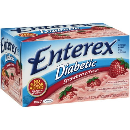 Enterex Diabetic Nutritional Beverage, Strawberry, 6 Ct