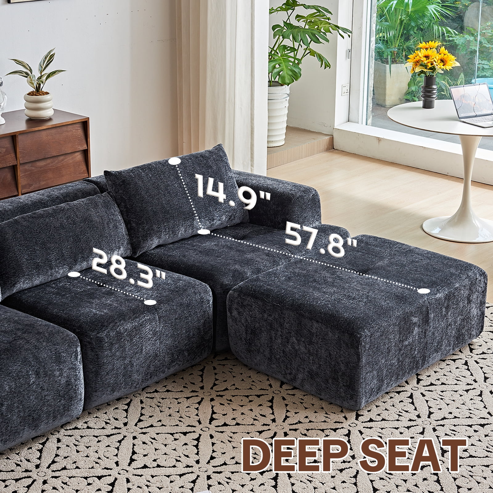 Cozylore Modular Sectional Sofa L-Shape Upholstered Couches Modern Sleeper Sofa for Living Room, No Assembly Required, Gray