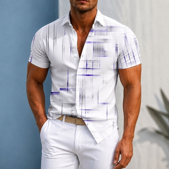 Men's Shirt Short Sleeves Printed Button Down Summer Beach Casual Shirts Long Sleeves for Men Shirts for Tall Men Medium Shirts