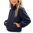 thumbnail image 5 of Agkizg Girls Stand Collar Fleece Jacket Thick Winter Coat with Pockets Solid Color Warm Casual Outerwear, 5 of 5