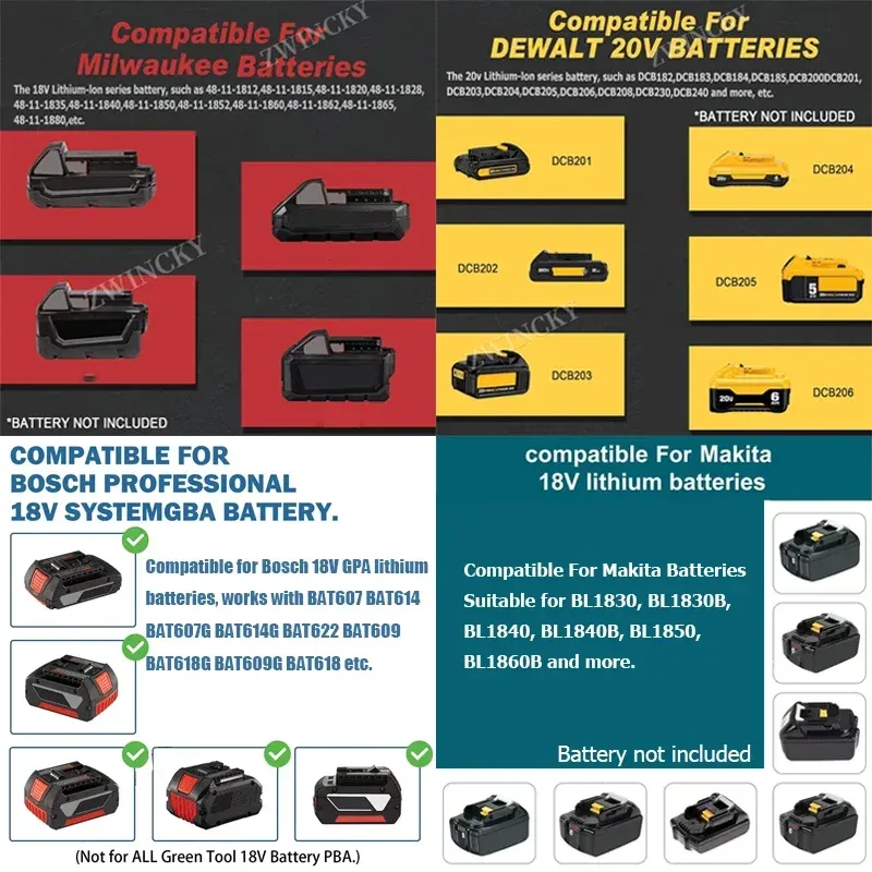 Outdoor Power Bank AC 120-220V 200W Battery Inverter Adapter For  Ma*kita 18V Li-ion Batteries