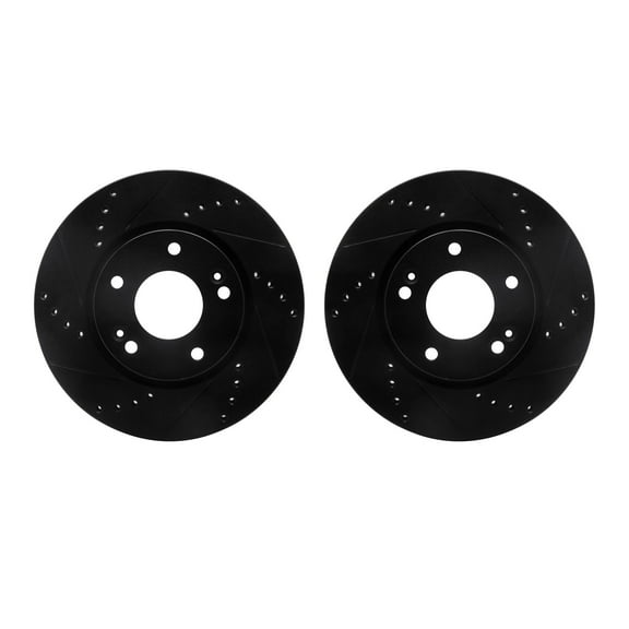 Dynamic Friction Company Front Brake Rotors-Drilled and Slotted-Black 8002-03014