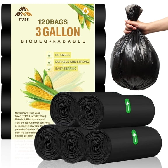 YUSS 3 Gallon Trash Bags Small Garbage Bags Black Bathroom Trash Can Bags for Office Kitchen,120 Count