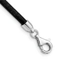 thumbnail image 3 of 925 Sterling Silver Cord & Leather Chain Necklace Rhodium-plated 16 inch 3 mm Black, 3 of 4