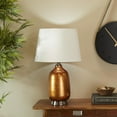 thumbnail image 2 of DecMode 26" Gourd Style Base Copper Table Lamp with White Velvet Shade, 2 of 7