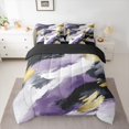 thumbnail image 2 of jejeloiu Modern Grunge Pastel 7 Pieces Bedding Comforter Set,Purple Gold Graffiti Full Bedding Set For Men Women Reversible, 2 of 8