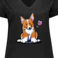 thumbnail image 4 of Inktastic Flower Corgi Women's Plus Size V-Neck T-Shirt, 4 of 5