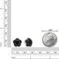 thumbnail image 4 of Black Onyx and Cubic Zirconia Five Petal Flower Stud Earrings for Women in 925 Sterling Silver with Friction Back by Lavari Jewelers, 4 of 4