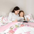 thumbnail image 4 of Feelyou Floral Butterfly W Initial Pink Full Size Comforter Sets, Flower Monogram Initial Bedding Sets for Girls, Pink Reversible, 3pcs, 4 of 6