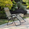 thumbnail image 2 of LuxenHome Chaise Longue de Patio en Vinyle Tan Zéro Gravité avec Auvent, 2 of 11