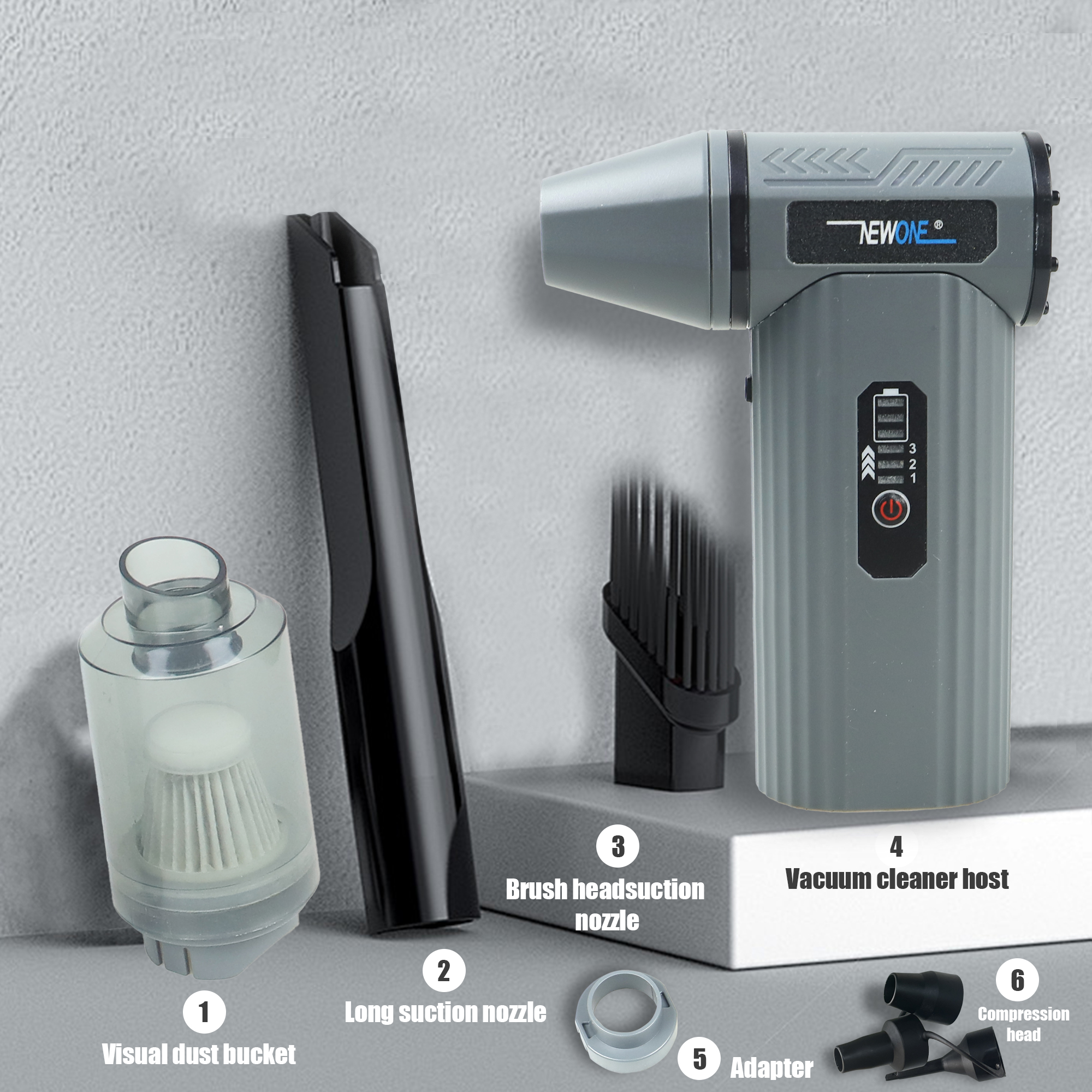 Handheld Car Vacuum Portable Cordless 15000Pa High Power 2 in 1 Vacuum Cleaner and Air Duster with Multi-Nozzles Mini Hand Held Vacuum Rechargeable for Home, Car, Office, Pet Hair