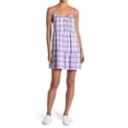 thumbnail image 1 of Abound Robe pour Femmes Blanche Violette à Carreaux Col en V avec Boutons Taille TP, 1 of 1