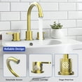 thumbnail image 4 of 304 Stainless Steel Widespread Bathroom Sink Faucet Brushed Gold 2 Handle 8 Inch 3 Hole with Pop Up Drain, 4 of 7