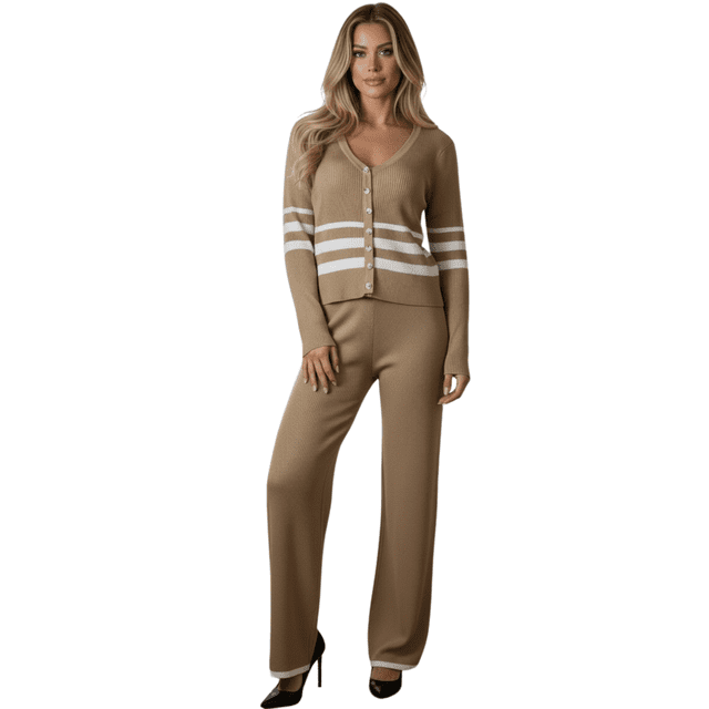 Set Mujer Pantalón Suéter Tejido Outfit Casual Chic