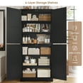 thumbnail image 4 of Homfa 71'' Bathroom Cabinet with 6 Storage Shelves, Freestanding Wooden Linen Cabinet for Living Room, Black, 4 of 7