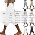 thumbnail image 3 of Vivianyo HD Women's Lace Crochet Hem Casual Capri Pants, Drawstring Elastic Waist Patch Pocket Solid Linen Blend Summer Capris for Women, Women's Gray, Sizes S-2XL, 3 of 5
