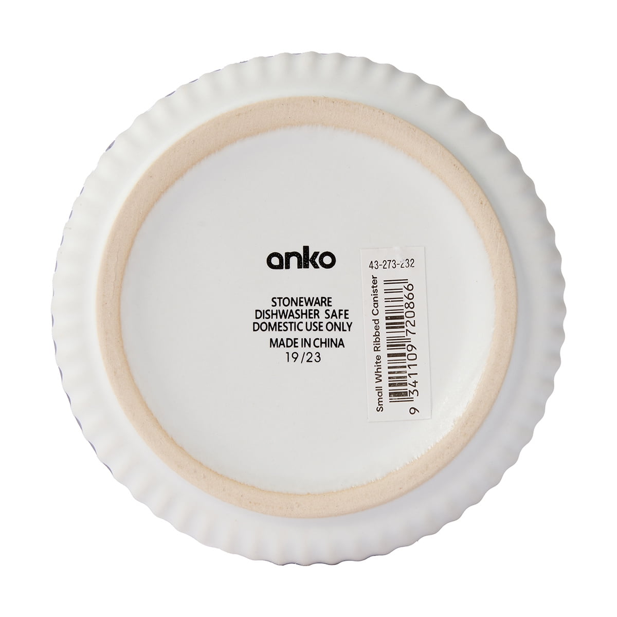 Anko Small White Ribbed Canister, Small Canister