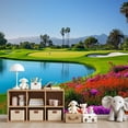 thumbnail image 7 of Wallpaper Golf Course Green Sand Bunkers Reflective Water Palm Trees Peel and Stick Wall Murals 69"H x 96"W Removable PVC Wall Paper Self-Adhesive Wall Paintings Art Decor for Bedroom Living Room, 7 of 7