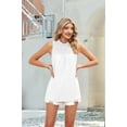 thumbnail image 2 of Womens Ruffle Neck Sleeveless Tank Tops White XL, 2 of 8