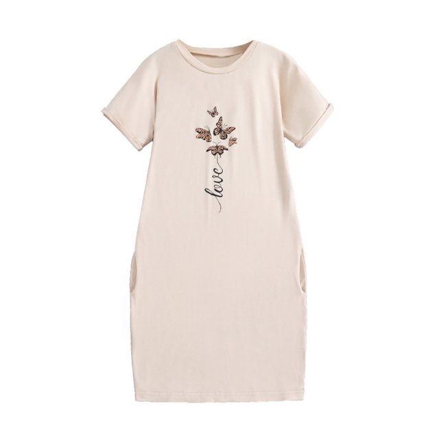toraway Robes pour Enfants Mignon Chandail en Molleton Robe Imprimée Décontractée Manches Courtes Pull 11-12 Ans