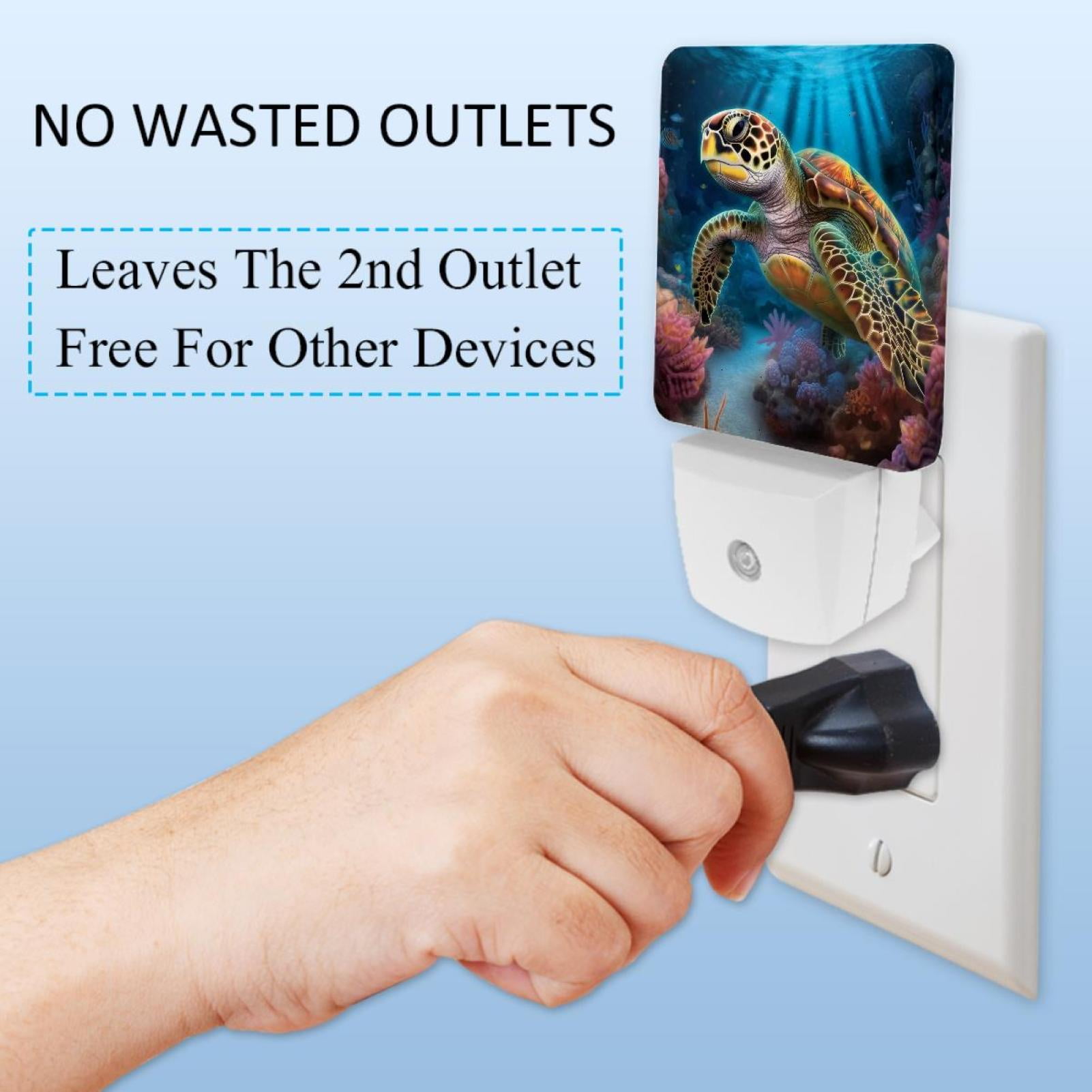 PhooArto Underwater World Sea Turtle Plug in LED Night Light Auto Sensor Dusk to Dawn Decorative Night for Bedroom, Bathroom, Kitchen, Hallway, Stairs, Baby's Room, Energy Saving