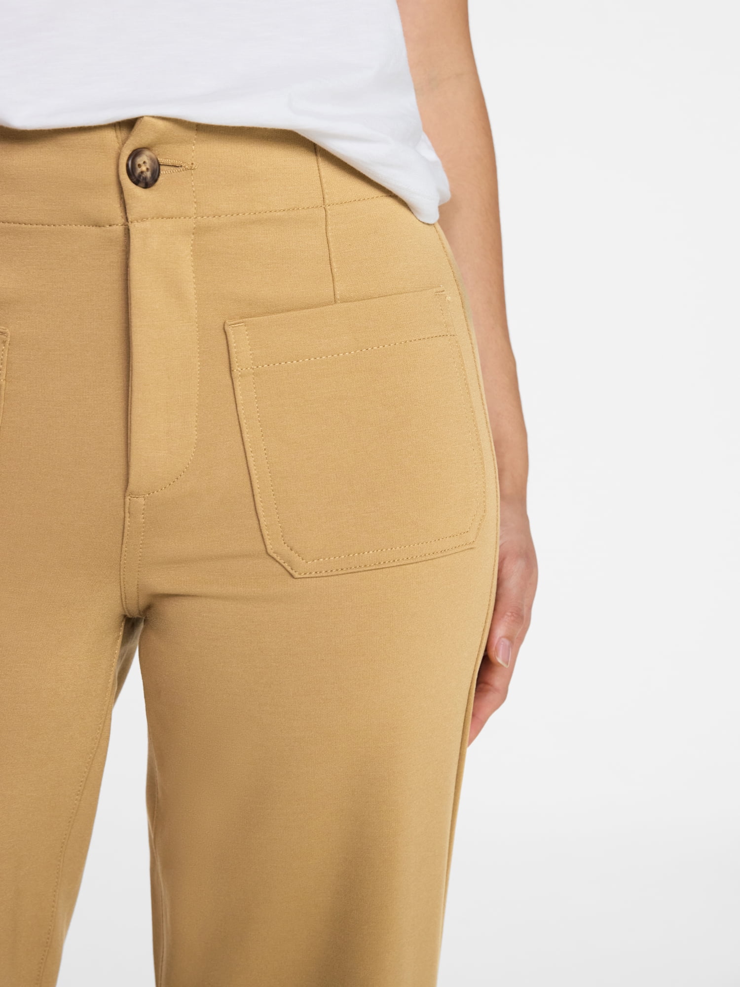 Time and Tru Women's Patch Pocket Ponte Knit Pants, 28" Inseam, Sizes 0-20