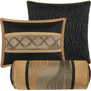 Nanshing Kath 7 Piece Luxury Contemporary Comforter Set, Black Gold, King