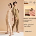 thumbnail image 1 of Conjunto de ropa interior térmica de cuello redondo de alta elasticidad con pantalones largos sin costuras de seda de cachemira negra y dorada, 1 of 5