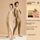 thumbnail image 1 of Conjunto de ropa interior térmica de cuello redondo de alta elasticidad con pantalones largos sin costuras de seda de cachemira negra y dorada, 1 of 5