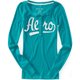 thumbnail image 1 of Aeropostale Womens Script Henley Shirt, Verde, Small Aeropostale henley, 1 of 1