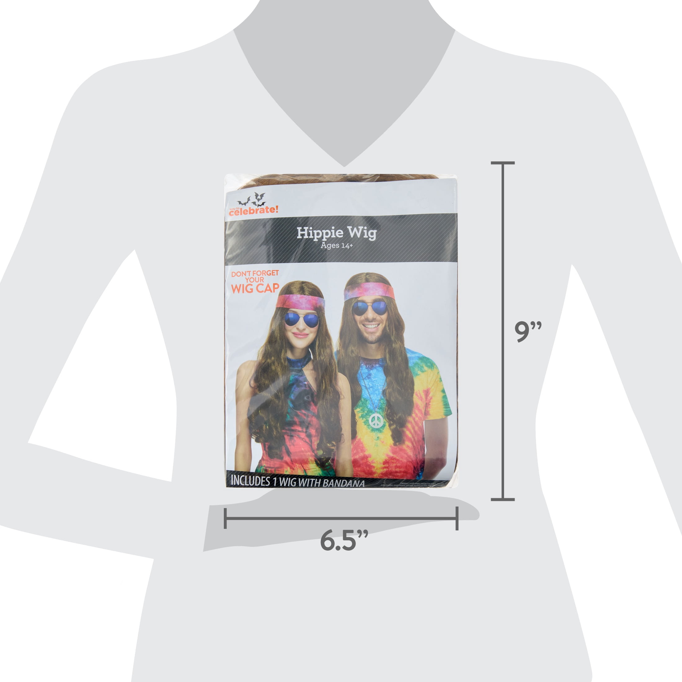 Hippie Wig Costume Accessory for Adults, Brown, Halloween by Way To Celebrate