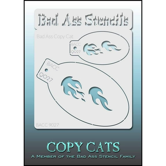 Bad Ass Copy Cat Stencil -  Flame 9027, Thin, Flexible, High Grade Mylar, Reusable Face Painting Stencil, Great for Airbrush, Brush, Sponge Application