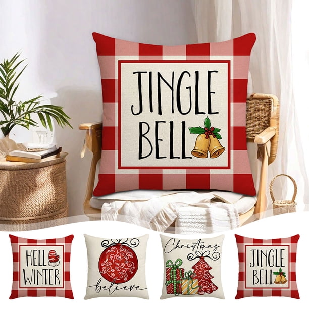 XWSHYW Almohadas y Fundas Funda de Almohada con Estampado Navideño, Funda de Cojín de Lino con Estampado Del Alfabeto para El Hogar, Sala de Estar, Sofá, Venta Al Por Mayor