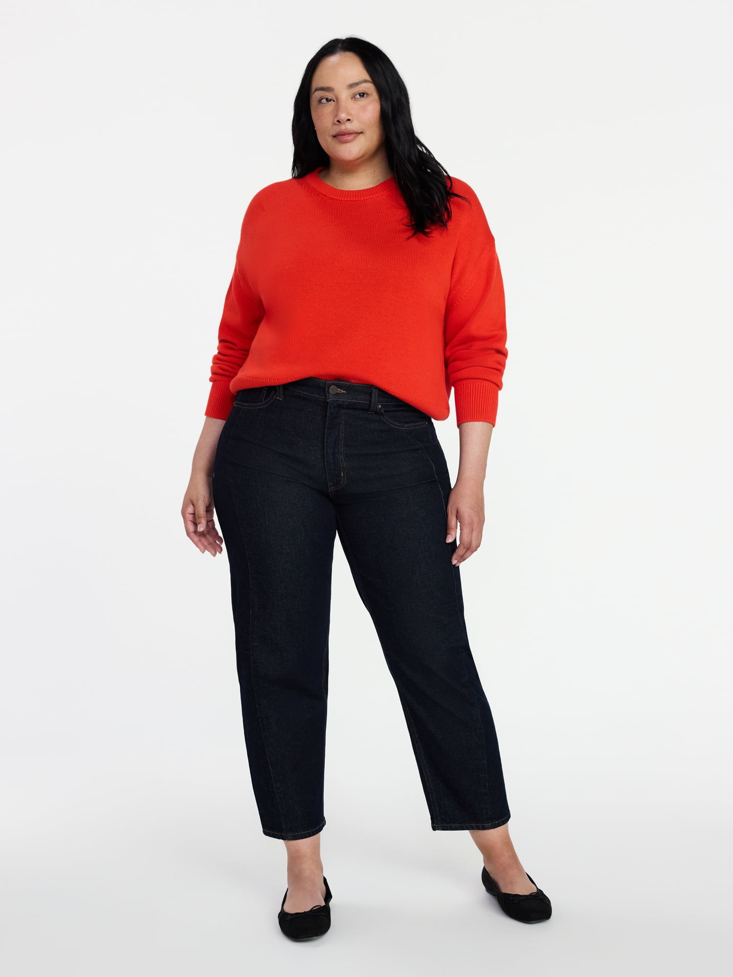Time and Tru Women's Pullover Crewneck Sweater with Long Sleeves, Sizes XS-XXXL
