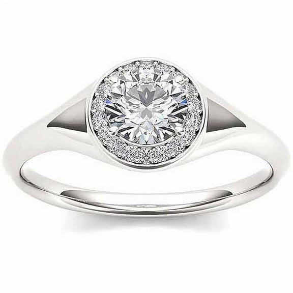 1/2 Carat T.W. Diamond Single Halo 14kt White Gold Engagement Ring